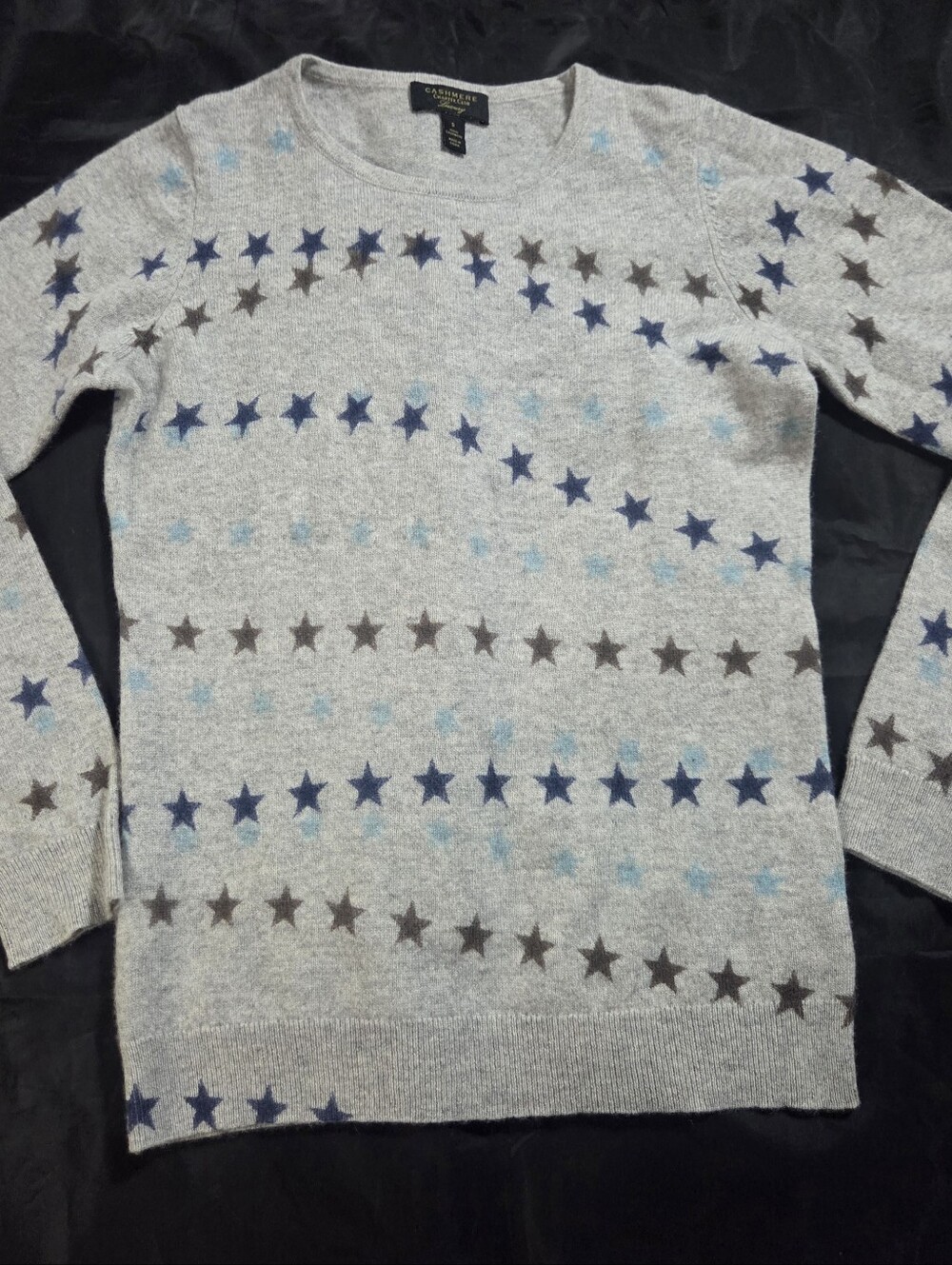Charter Club Luxury 100% Cashmere Gray Star Print Sweater Size Small